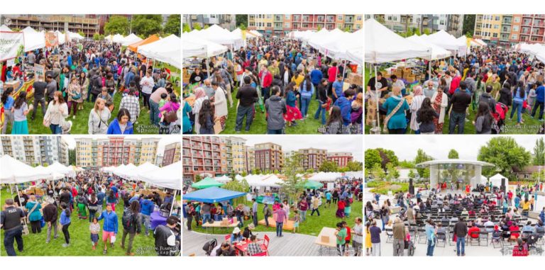 VegFest collage: large crowds among festival tents