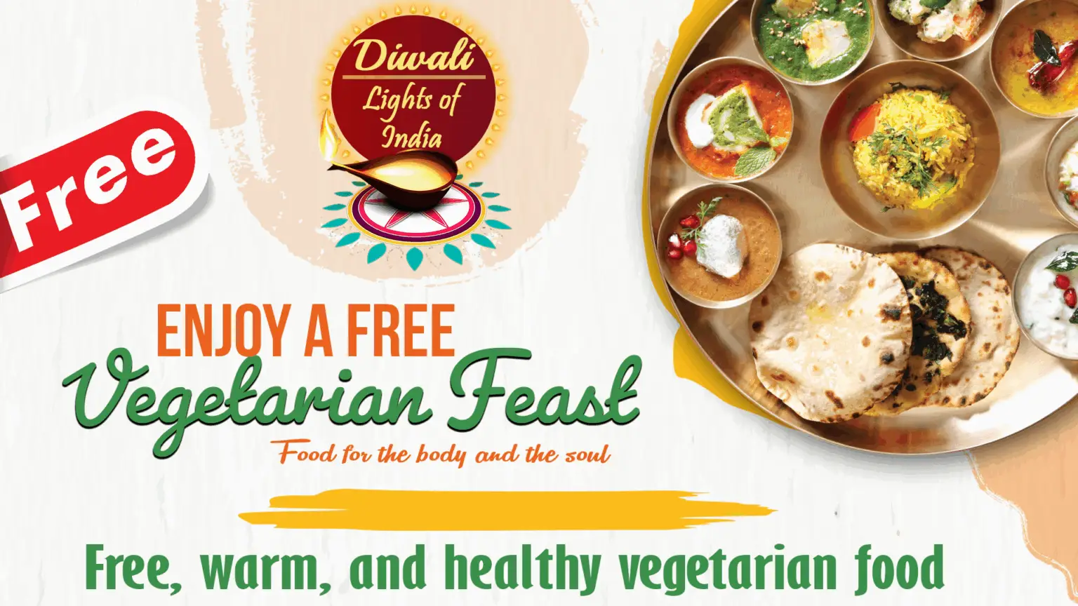 Diwali promotion: enjoy a free vegetarian feast, free, warm and healthy vegetarian food